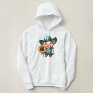Charmig gris unge i cowboykläder med solros t shirt
