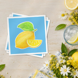 Charmig gul citron och blå citrus pappersservett
