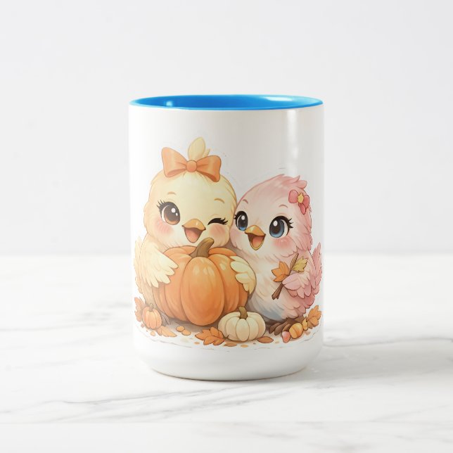 Charmig Halloween-fågelpar keramikkopp Två-Tonad Mugg (Center)
