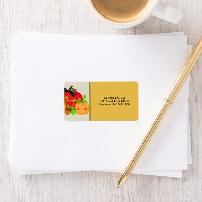 Charmig Halloweenbröllop med pumpa och ekollon Adressetikett (Insitu)