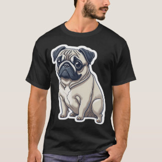 Charmig Handritad Tecknad Pug: Din Dagliga Dos av T Shirt