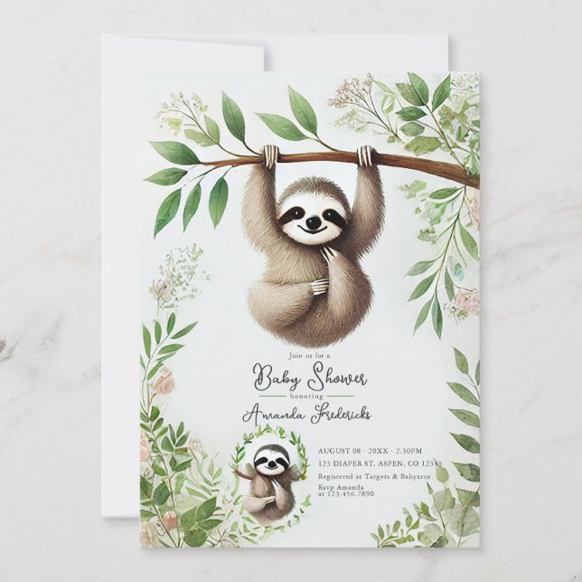 Charmig hängande sengunge baby shower inbjudningar (Framsida)