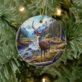 Charmig hjortdjursminne julgransprydnad keramik