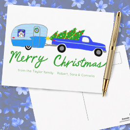 Charmig jul-campsisvagn Vintage släpvagn RV jul Vykort