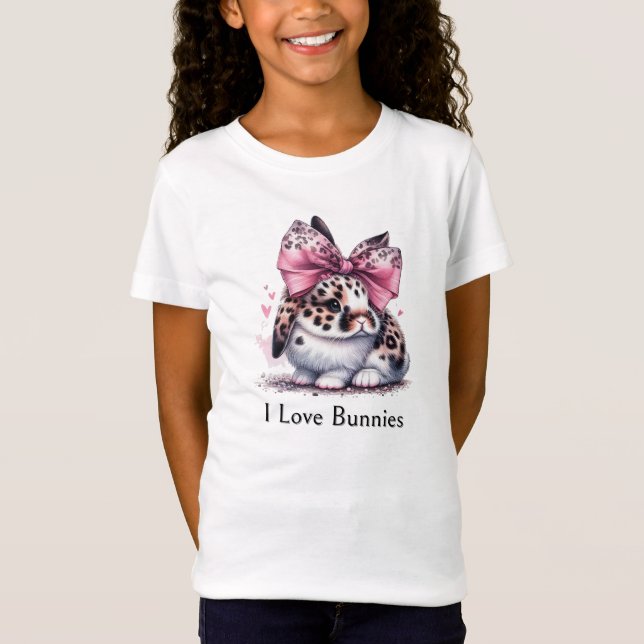  Charmig kanin med hårspänne  T Shirt (Framsida)