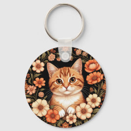 Charmig katt i rödfärg nyckelring