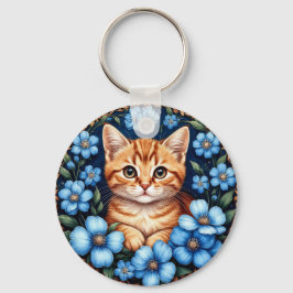 Charmig katt med gingerpäls nyckelring