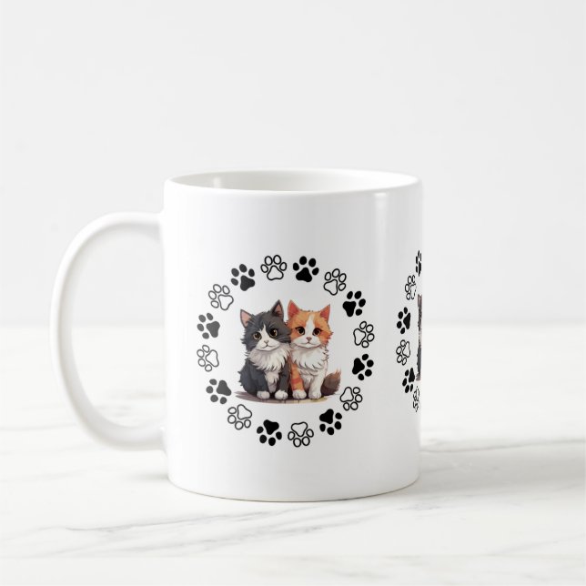 Charmig katt-tematiserad mugg (Vänster)