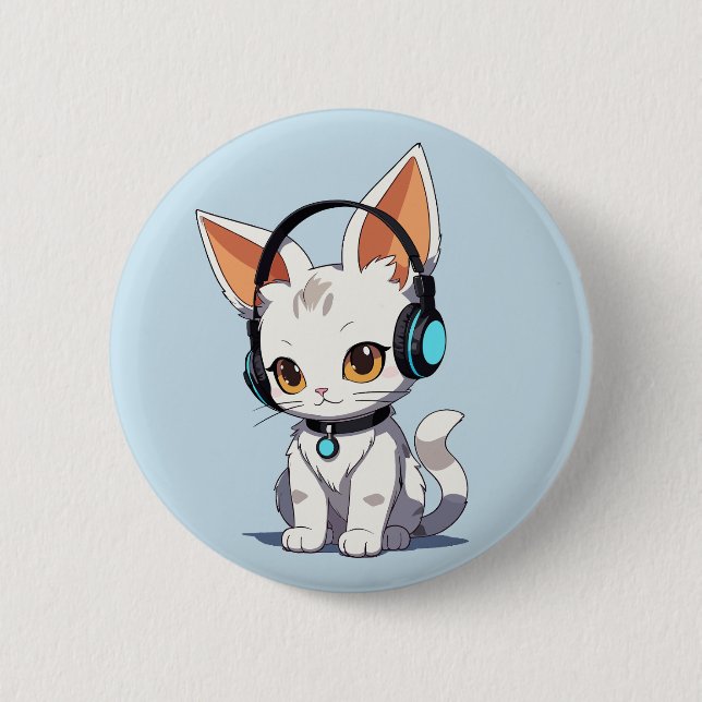 Charmig Kawaii-kattdesign Knapp (Framsida)