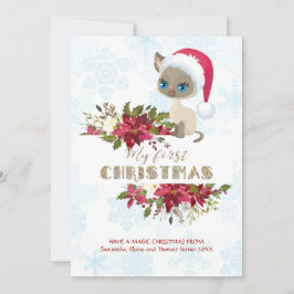 Charmig Kid Min första jul Katt Jul tomte Poinsett Julkort