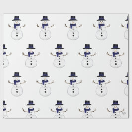 Charmig Klassisk Snöman med Blå Bandana Presentpapper