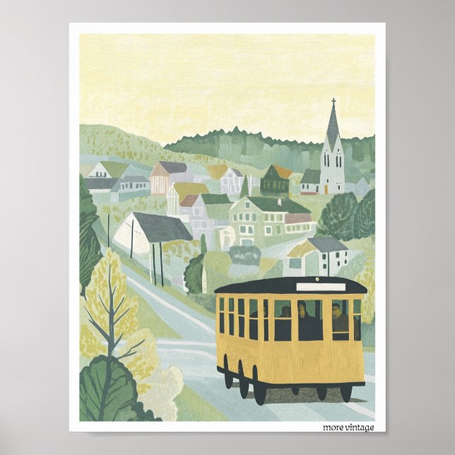 CHARMIG KONSTSTILTRYCK STILISERAD LANDET POSTER (Framsidan)