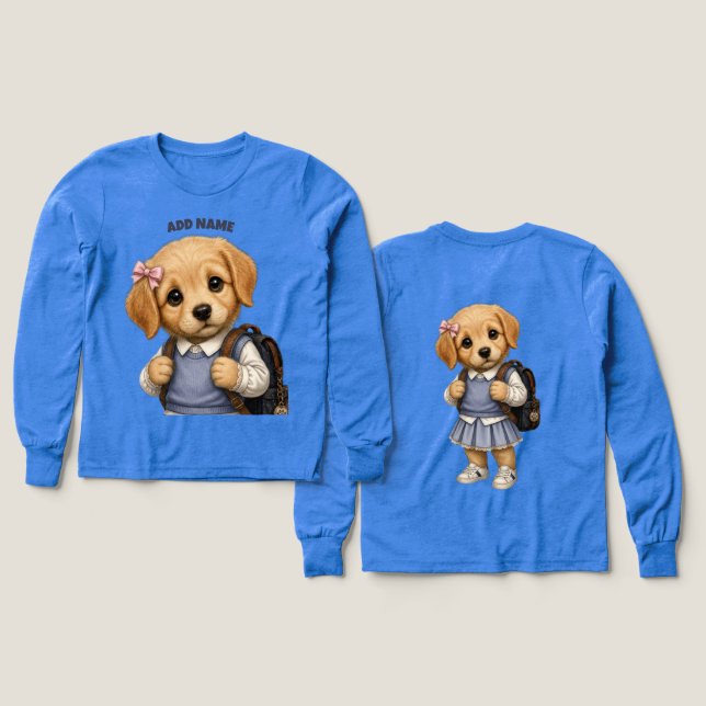 charmig Labrador-hona valp T Shirt (Design framsida och baksida)