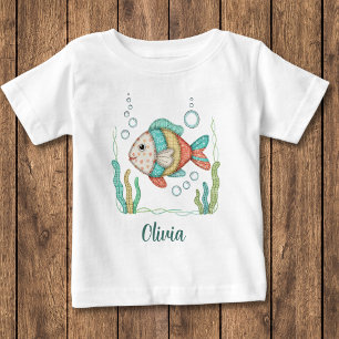 Charmig lapptäcke fisk t shirt