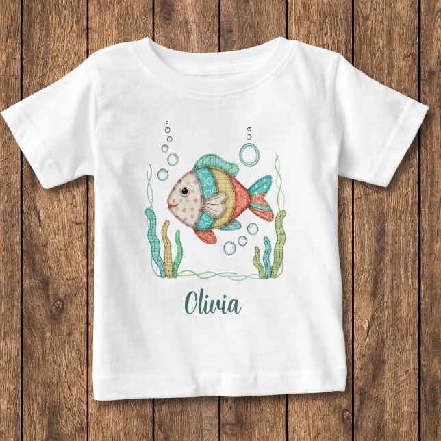 Charmig lapptäcke fisk t shirt (Skapare uppladdad)