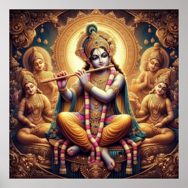 Charmig ljus detaljerad Murlimanohar Sri Krishna  Poster (Framsidan)