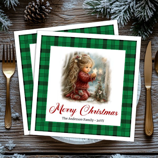 Charmig minimalistisk julscen servetter (Charming Minimal Design Christmas Scene Napkins)