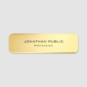 Charmig modern enkel glamorös guld- mall namnbricka