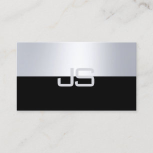 Charmig modern monogram silverlook lyxig enkel visitkort
