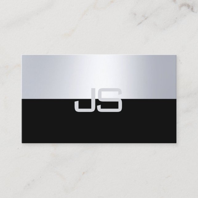 Charmig modern monogram silverlook lyxig enkel visitkort (Framsida)