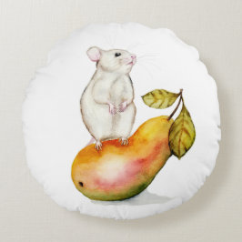Charmig mus på en päron rund kudde