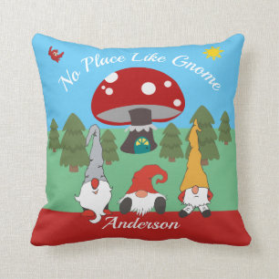 Charmig “No Place Like Gnome” Kuddöverdrag Kudde