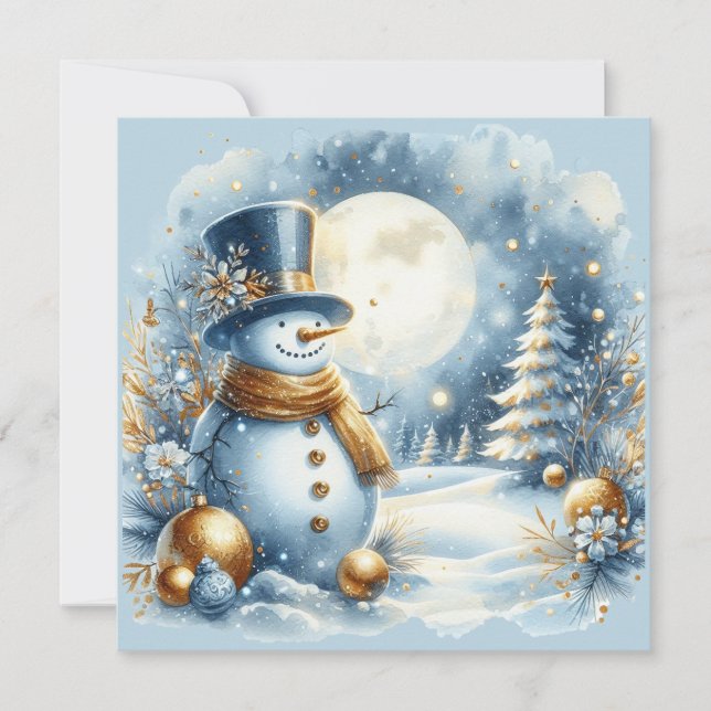 Charmig nyckfull snöman kan anpassas julkort (Framsida)