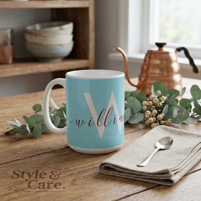 Charmig Robin Egg Blå Mugg med Anpassat Namn (Charming Robin Egg Blue Mug with Custom Name)