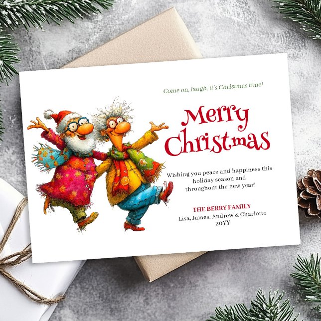 Charmig rolig kvinna komisk jul redigerbar kort (Charming Funny Woman Comic Christmas Editable Greeting Card

)