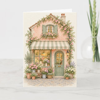 Charmig Rosa Blomsterbutik Stugor Gratulationskort Kort