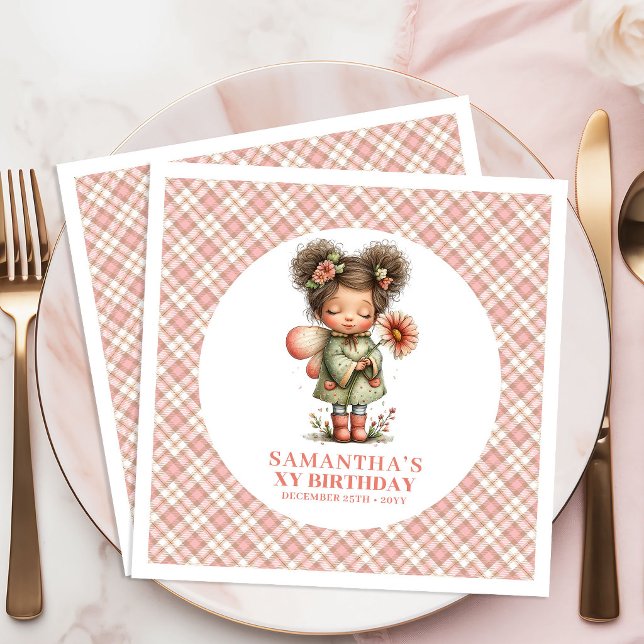 Charmig rosa fe Baby 2-års födelsedagsfest Pappersservett (Charming Blush Fairy Cute 2nd Birthday Party Napkins)