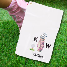 Charmig rosa golfväska med personlig monogram 