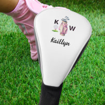 Charmig rosa golfväska med personlig monogram 