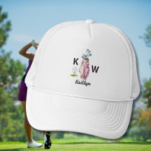 Charmig rosa golfväska med personlig monogram