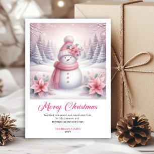 Charmig Rosa Julredigerbar Vinterscen Jul Julkort
