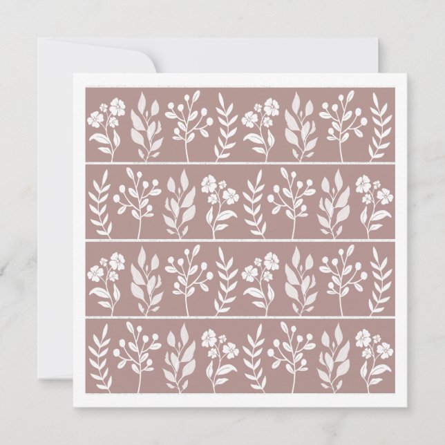 Charmig Rosa Taupe Botanisk Herbarium Växter Kort (Framsida)