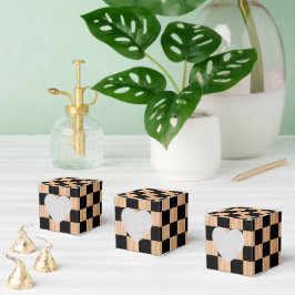 Charmig Rutig Kontroll Hjärtmarkering Design Presentaskar