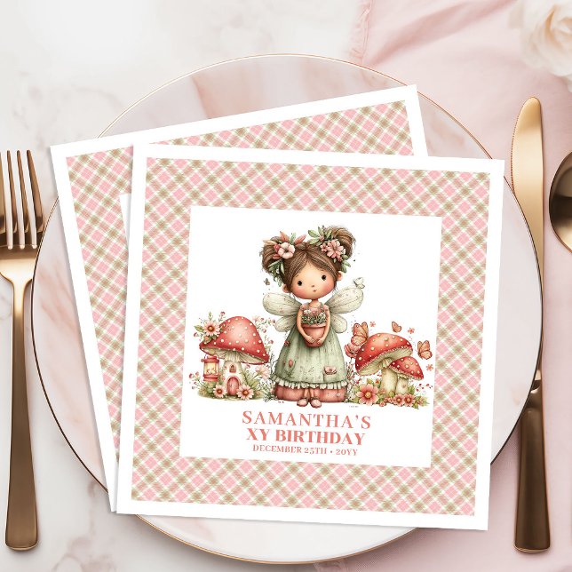 Charmig Sagolika Trädgård Födelsedagsfest Pappersservett (Charming Fairy Whimsical Garden Birthday Party Napkins)