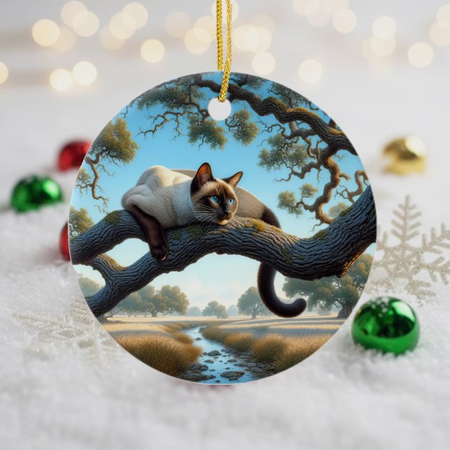 Charmig siamesisk katt-souvenir julgransprydnad keramik (Skapare uppladdad)