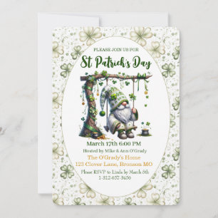 Charmig St. Patrick's Day Tomte och Klöver Inbjudningar