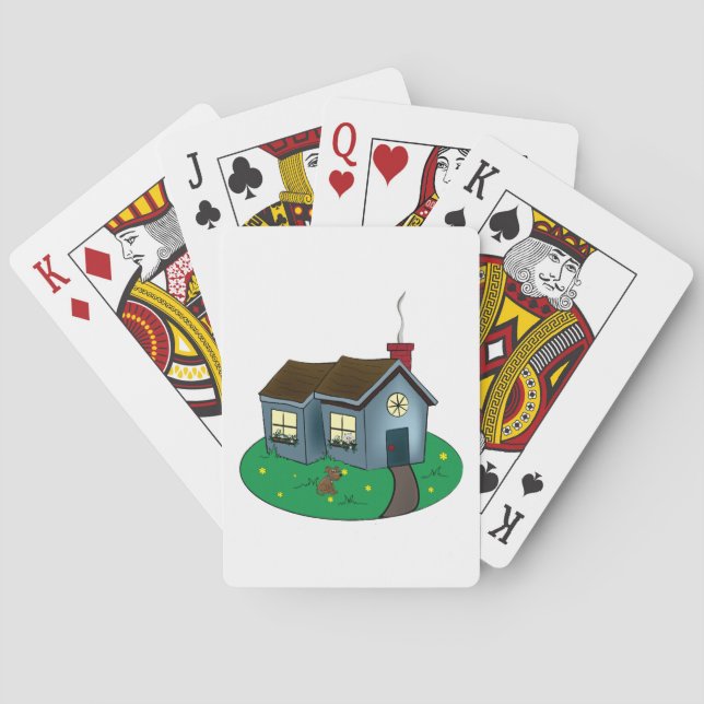 Charmig stugstil hus med trädgård casinokort (Baksidan)