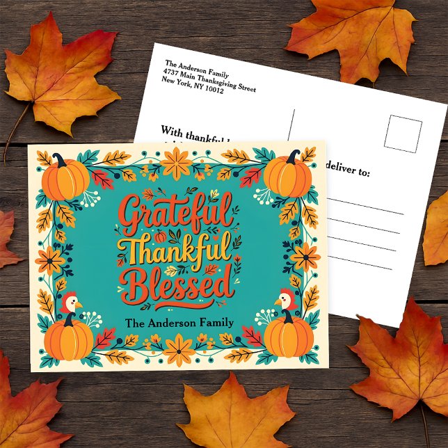 Charmig Tacksam Tacksam Salig Folkkonst Vykort (Skapare uppladdad)