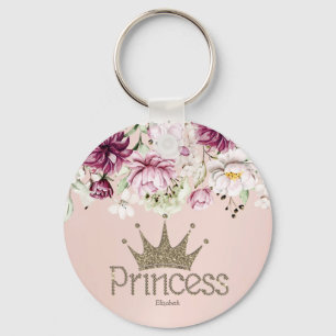 Charmig Tiara, Prinsessa, Blommig Nyckelring