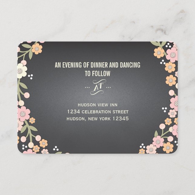 Charmig trädgårdsblommig krans Bröllopsmottagning Tilläggskort (Framsida)