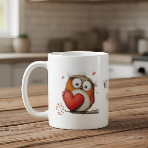 Charmig uggla med hjärtan Vill du vara min Valenti Kaffemugg