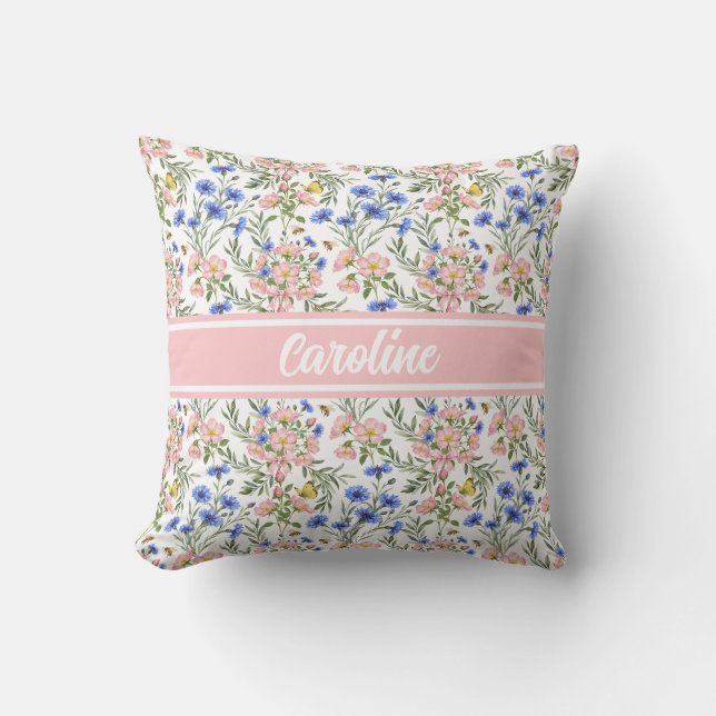 Charmig vildblomsterstugaaccent kudde (Framsida)