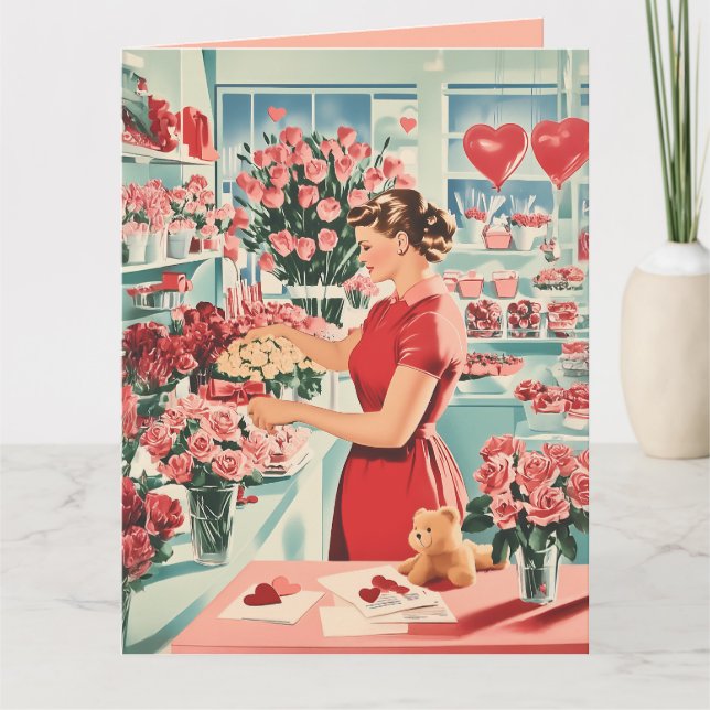 Charmig Vintage Blomsterbutik Scen Kort (Framsida)