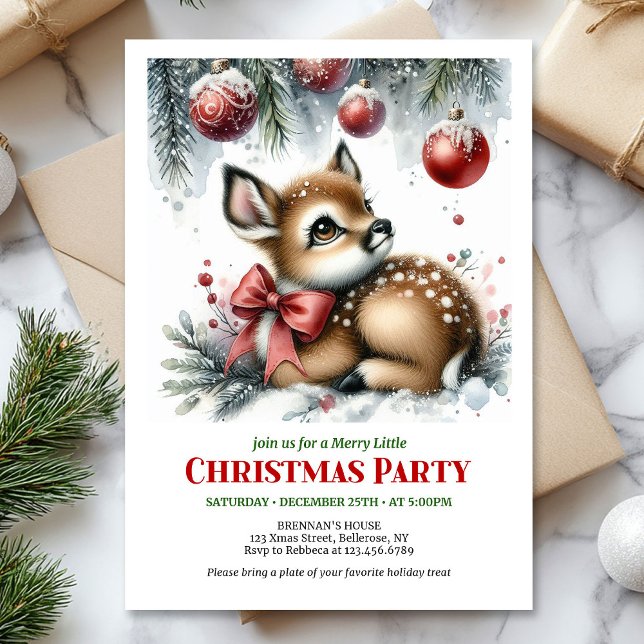 Charmig vinterscen Jul inbjudan för barn  (Charming winter scene Christmas kids invitation digital download)