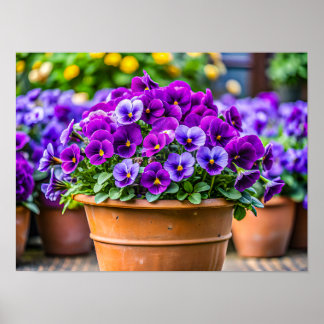 Charmig violett blomkruka poster