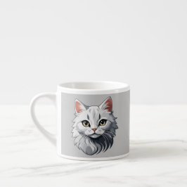 Charmig vit katt espressomugg